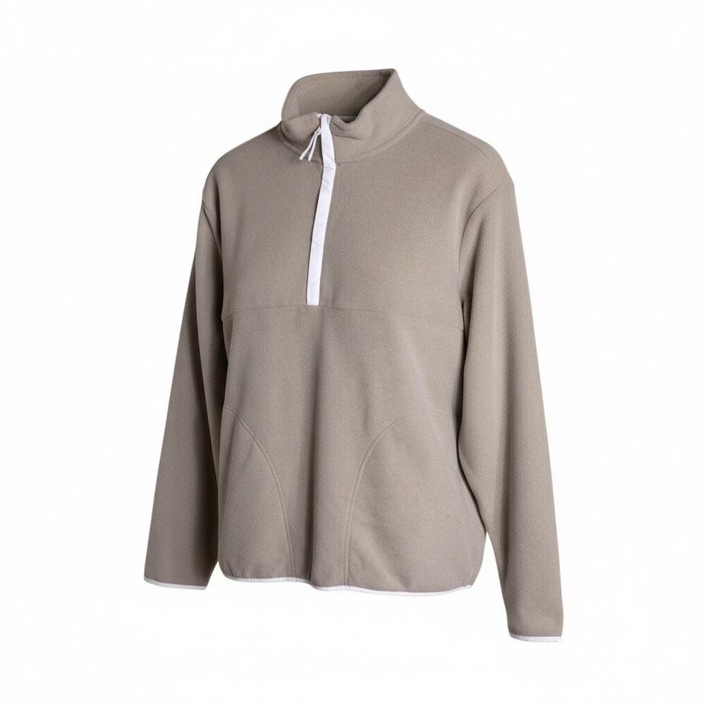 Goodfellow Polar Fleece Beige quarter zip Mock Neck SweatShirt Sz. XL NWT